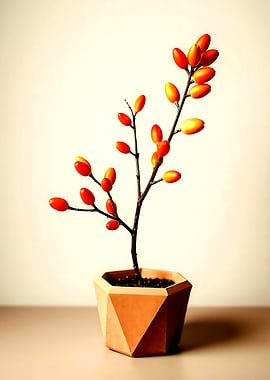 Potted Plant with Orange Berries