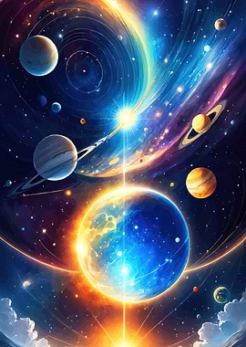 Colorful Planets Space