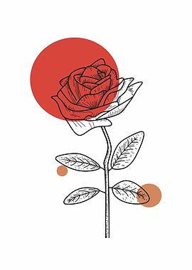 Rose Flower with Geometric Shapes