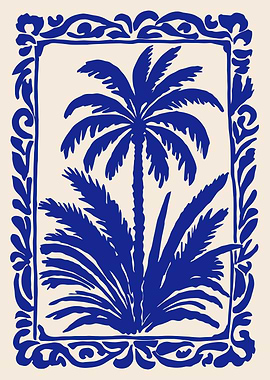 Blue Palm Tree Art Print
