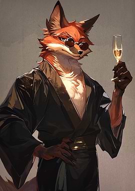 Sophisticated Fox with Champagne