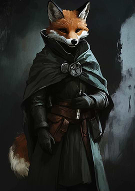 Anthropomorphic Fox Character in Cloak