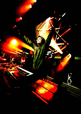 Concert Performer with Mask and Keyboard