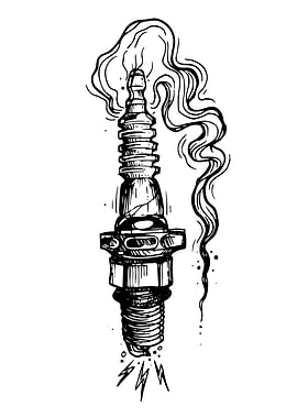 Smoking Spark Plug Illustration