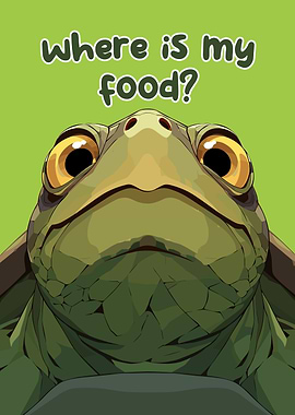 Hungry Turtle Cartoon Illustration
