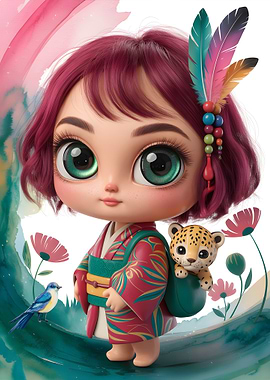 Cute Doll with Leopard Cub