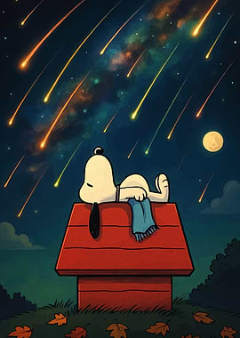 Snoopy Watching Shooting Stars