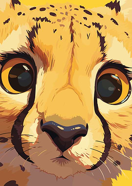 Close-up Cheetah Face Digital Art