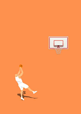 Basketball Player Shooting on Orange Background