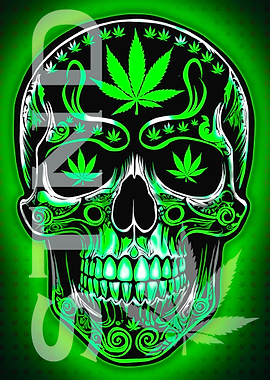Green Cannabis Skull