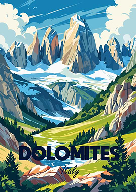 Dolomites Italy Travel Poster