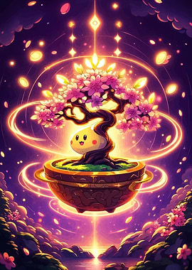 Magical Bonsai Tree with Smiling Face