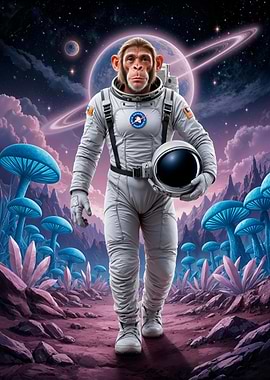 Monkey Astronaut on Alien Planet