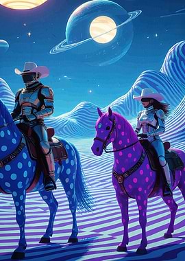Space Cowboys Polka Dot Horses