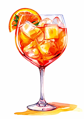 Spritz cocktail watercolor illustration