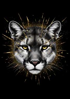 Cougar Portrait with Golden Accents