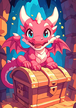 Pink Dragon Treasure Chest