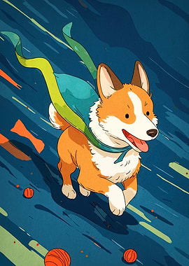 Super Corgi Hero Cartoon Illustration