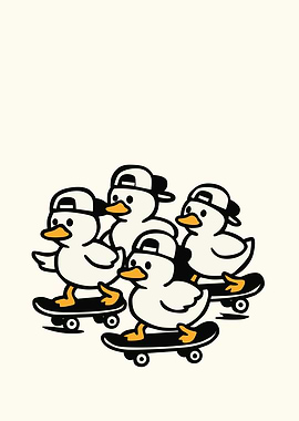 Skateboarding Ducks Cartoon