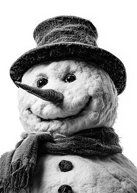 Monochrome Snowman Portrait