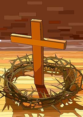 Cross and Crown of Thorns Illustration