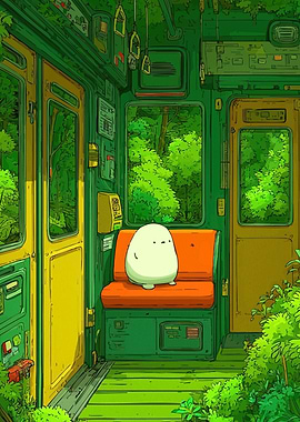 Green Train Nature Character