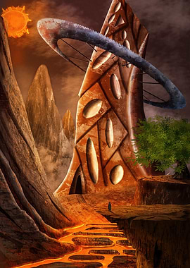 Fantasy Landscape with Abstract Architecture