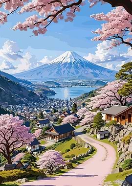 Mount Fuji Cherry Blossom Landscape