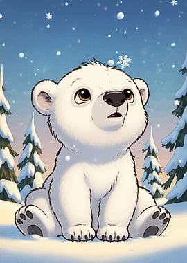 Cute Polar Bear Snowfall