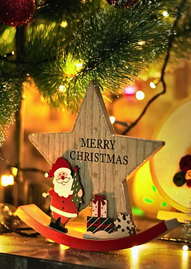 Christmas Star Decoration with Santa