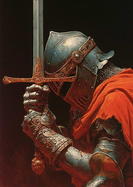 Knight with Sword and Red Cape