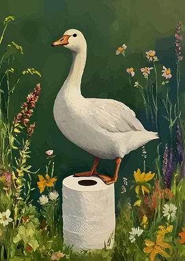Goose on Toilet Paper Roll