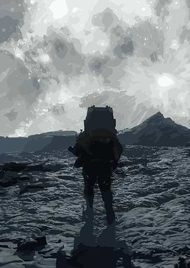 Lone Figure Under a Cloudy Sky