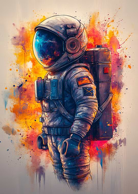 Astronaut in Space Suit with Splashes