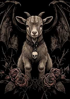 Winged Gothic Goat with Skull Pendant