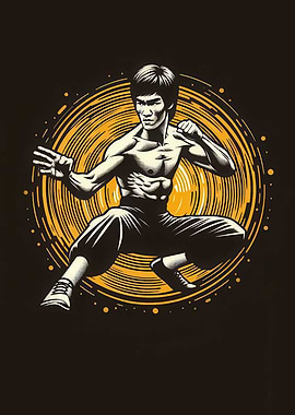 Bruce Lee Martial Arts Illustration
