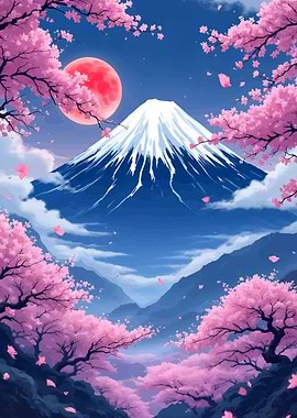 Mount Fuji with Cherry Blossoms