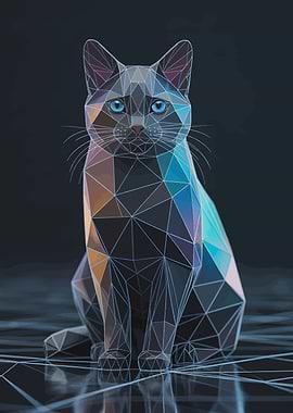 Geometric Cat Digital Art
