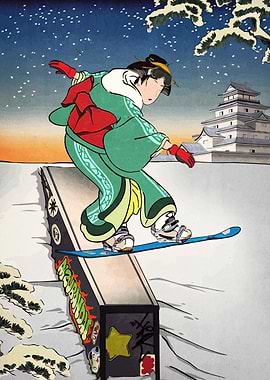 Ukiyo-e Snowboarder