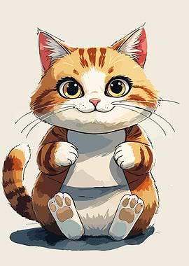 Cute Cartoon Orange Tabby Cat Illustration