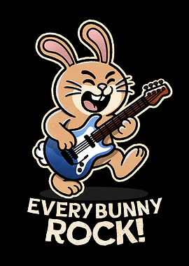 Everybunny Rock! Cartoon Bunny Guitarist