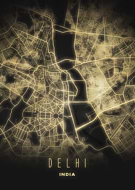 Delhi, India - Radiant City Map Art Poster