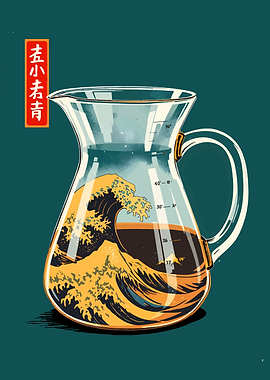 The Great Wave in Coffee Pitcher