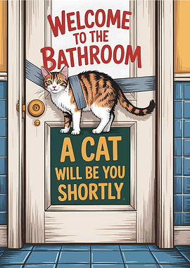 Welcome to the Bathroom Cat Art