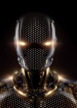 Futuristic Robot Portrait with Glowing Eyes