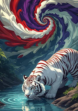 Tiger Drinking Water