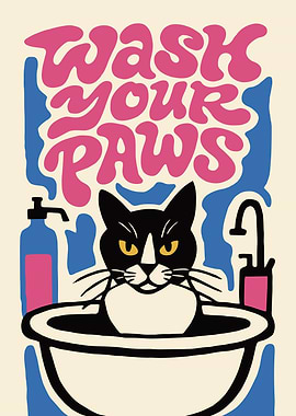 Wash Your Paws Cat Art