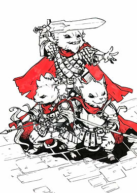 Anthropomorphic Cat Knights Illustration