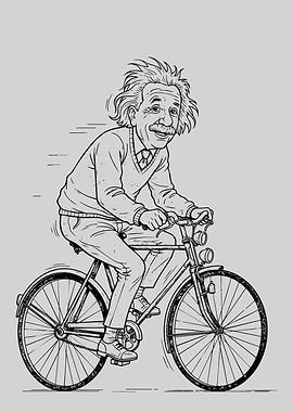 Einstein on a Bicycle Illustration