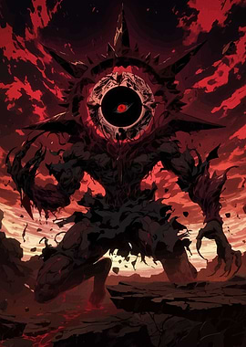 One-Eyed Monster in Fiery Landscape